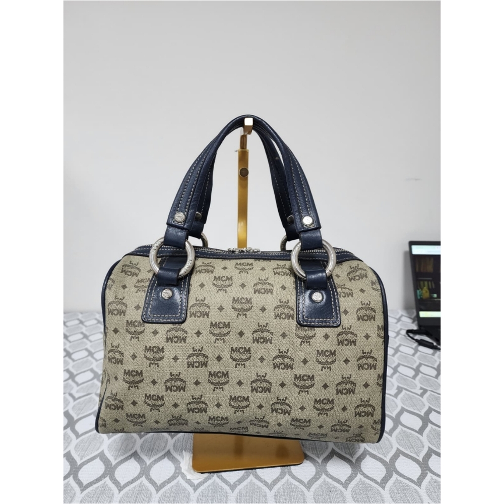 MCM PVC Leather Pocket Shoulder Bag Black/Gray - Picture 7 of 14